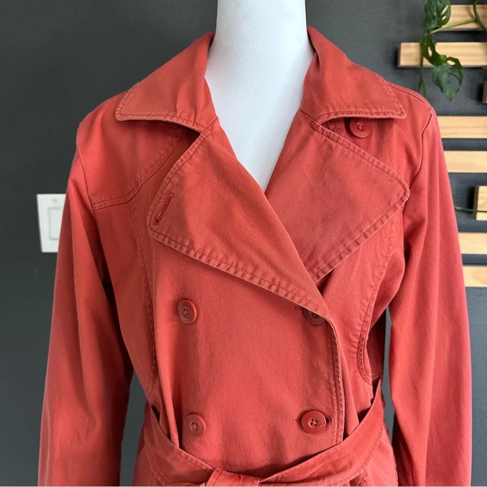 Patagonia Organic Cotton Trench Coat — Women’s Medium — Coral/Red - Picture 3 of 11